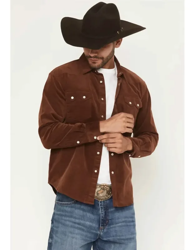 Corduroy Long Sleeve Snap Western Shirt