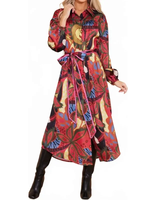 Midi Dress In Jungle Floral