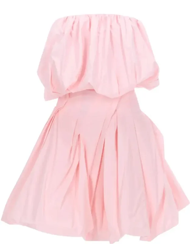 Gathered Poplin Mini Dress