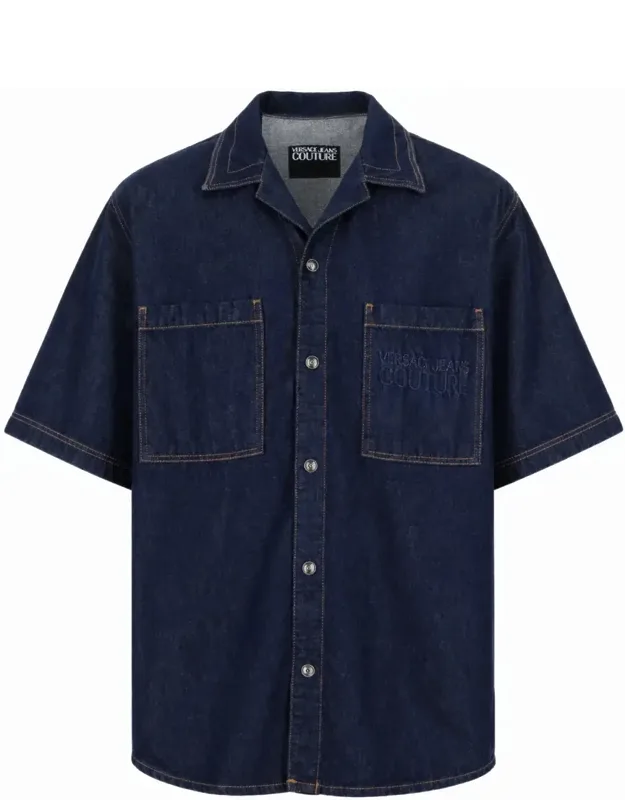 Baroque Logo Chest Denim Shirt