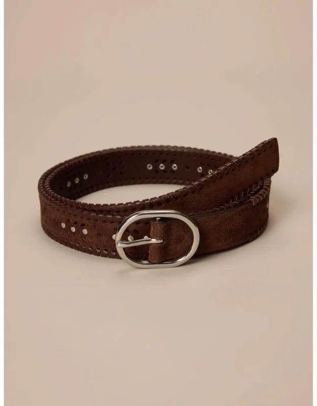 Suede Laced And Studded Leather Belt