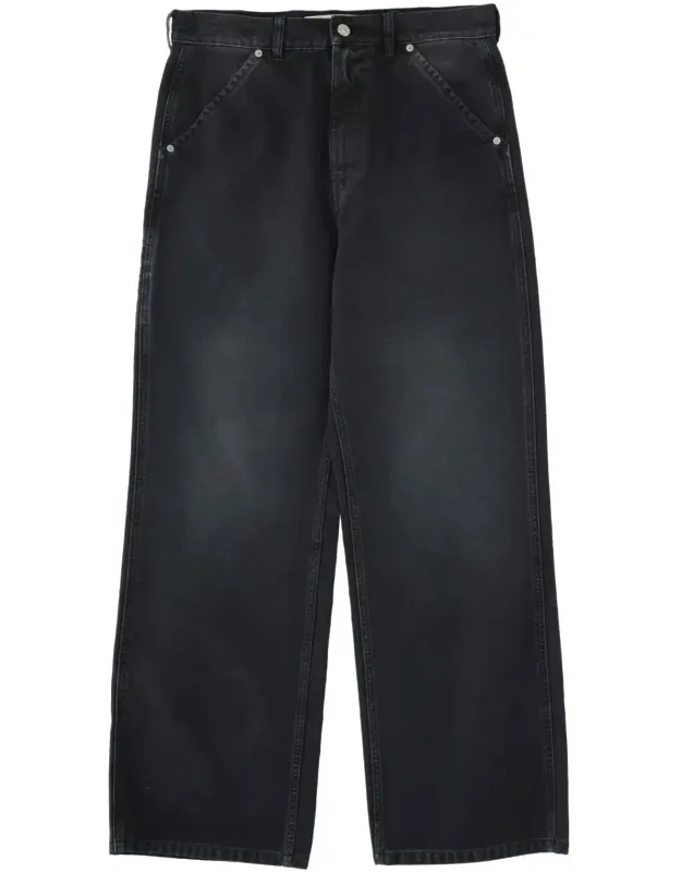 Faded Black Wide Straight Leg Jeans