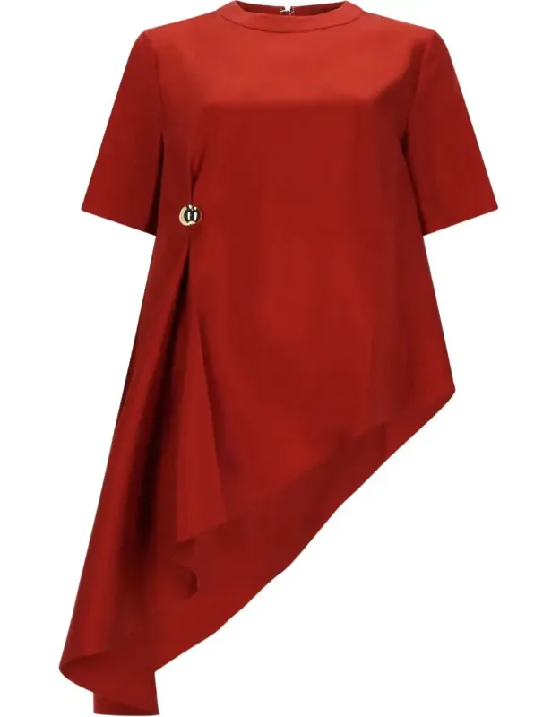 Madea Asymmetrical Draped Silk Blouse