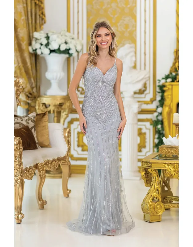 Sparkling V-neck Prom Dress With Intricate Beading And Elegant Sheer Overlay