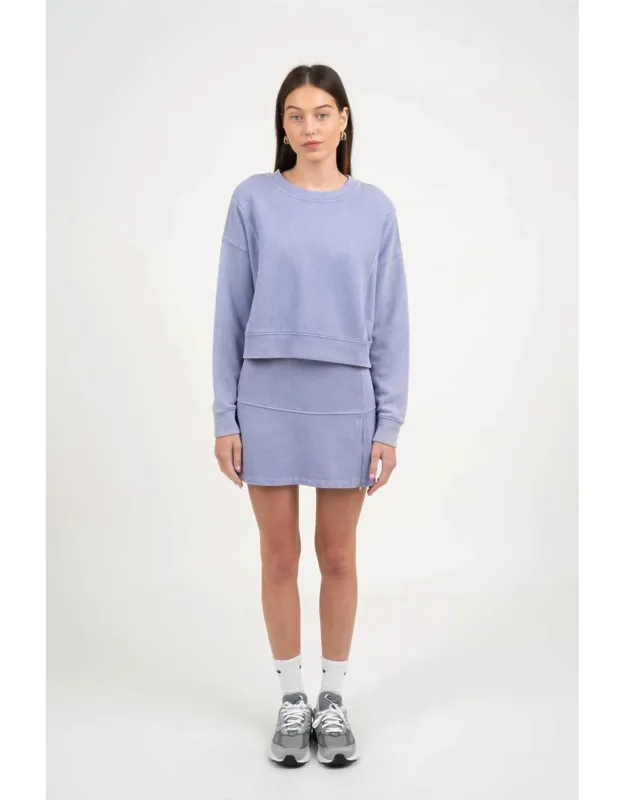 Flare Crewneck Top And Elastic Waist Skirt Set