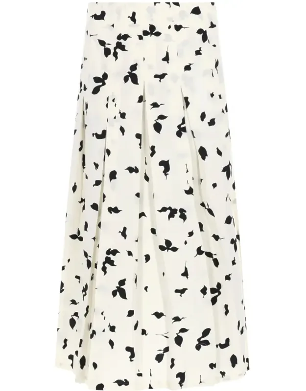 Floral Print Box Pleat Skirt