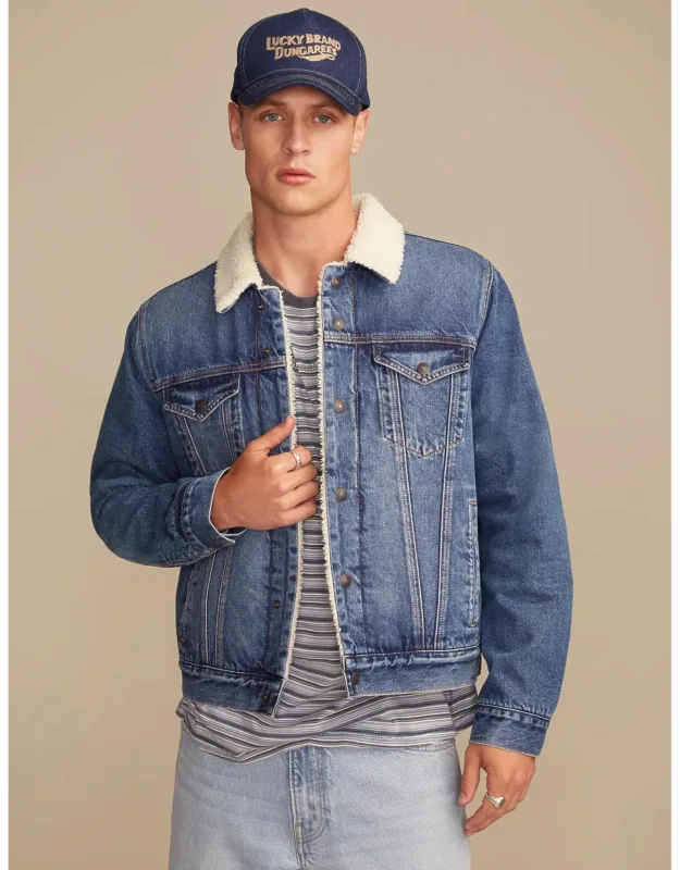 Faux Shearling Lined Denim Jacket