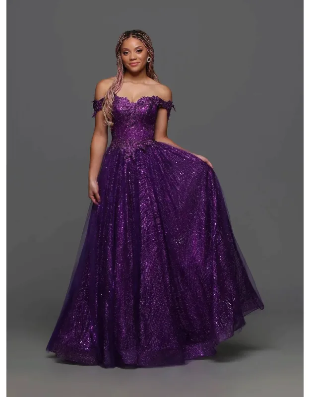 A Line Glitter Tulle Lace Prom Dress