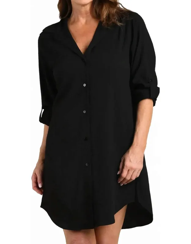 Woven Cover Button Down Tunic