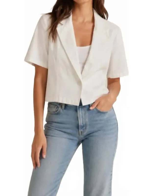 Twill Short Sleeve One Button Blazer