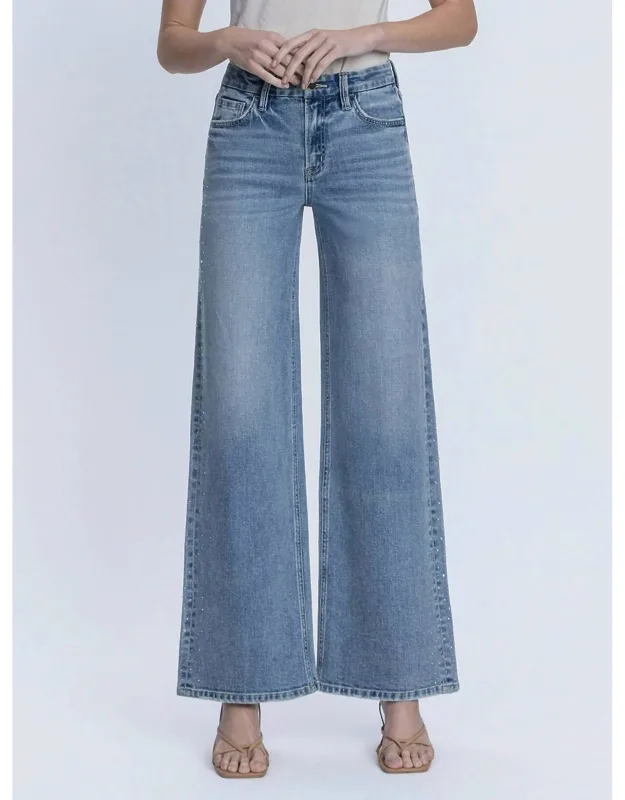 Hotfix Stone Embellished Wide Leg Jeans
