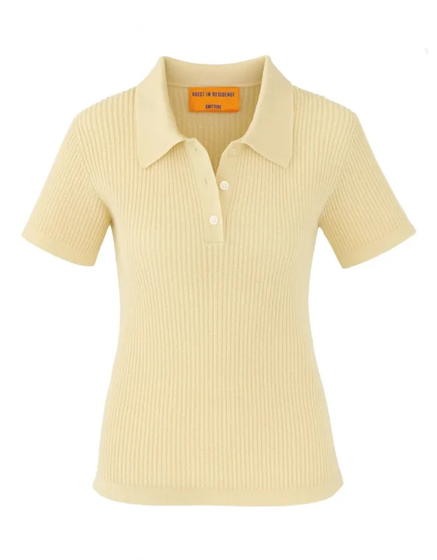 Shrunken Ribbed Cashmere Polo Shirt