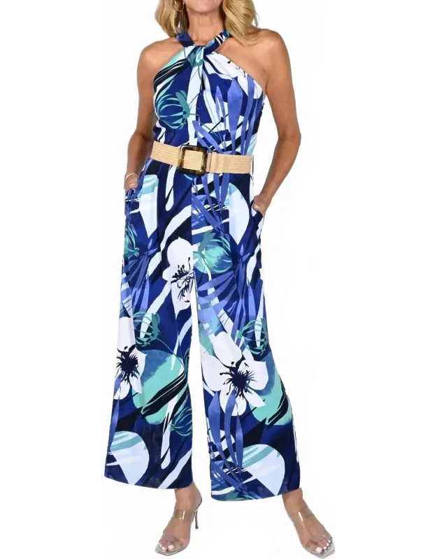 Floral Print Halter Jumpsuit