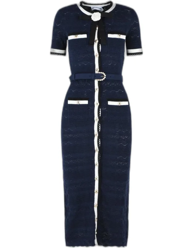 Openwork Knit Midi Dress