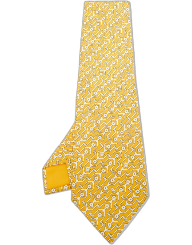 Geometric Print Silk Tie