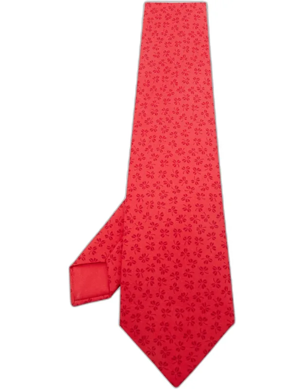 Clover Leaf Print Silk Tie
