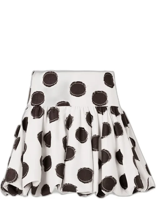 Fringed Polka Dot Jacquard Mini Skirt