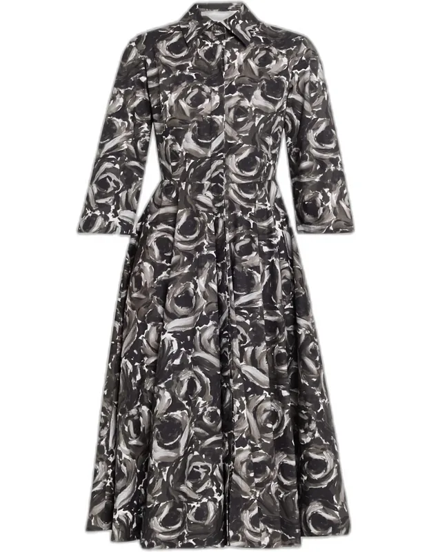Floral-print Cotton Midi Shirtdress
