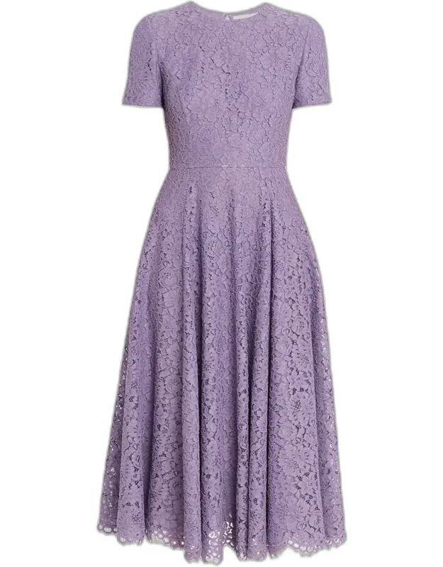 Floral Lace A-line Midi Dress