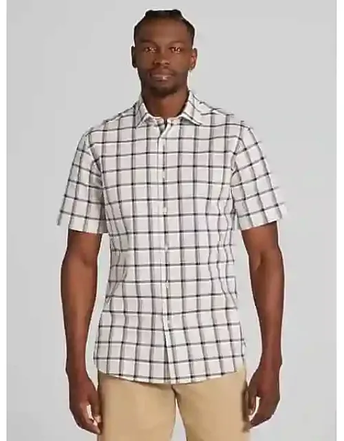 Modern Fit Woven Plaid Short Sleeve Button Up Shirt