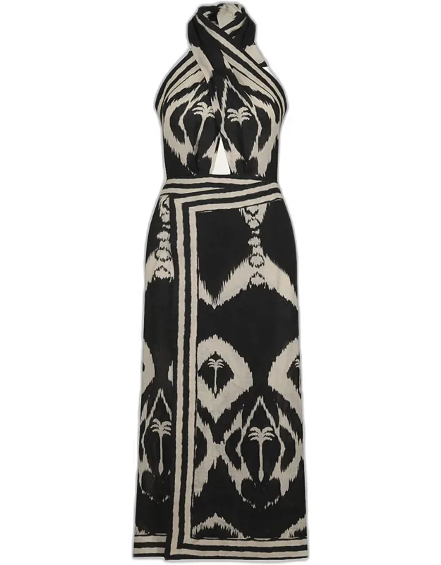 Crisscross Halter Wrap Midi Dress