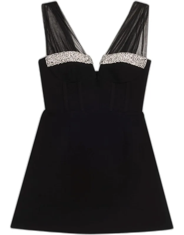 Crystal-trim Crepe Mini Dress