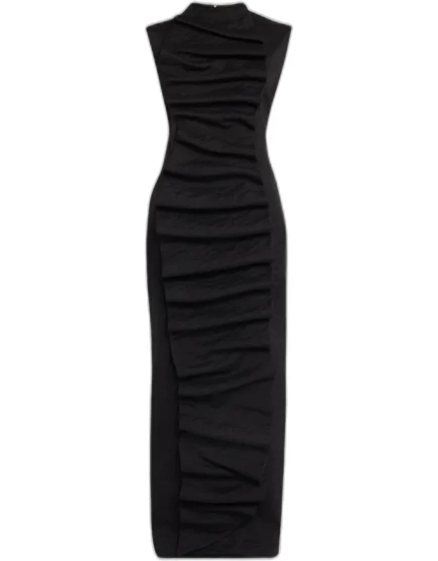 Ruffled Bib Maxi Dress