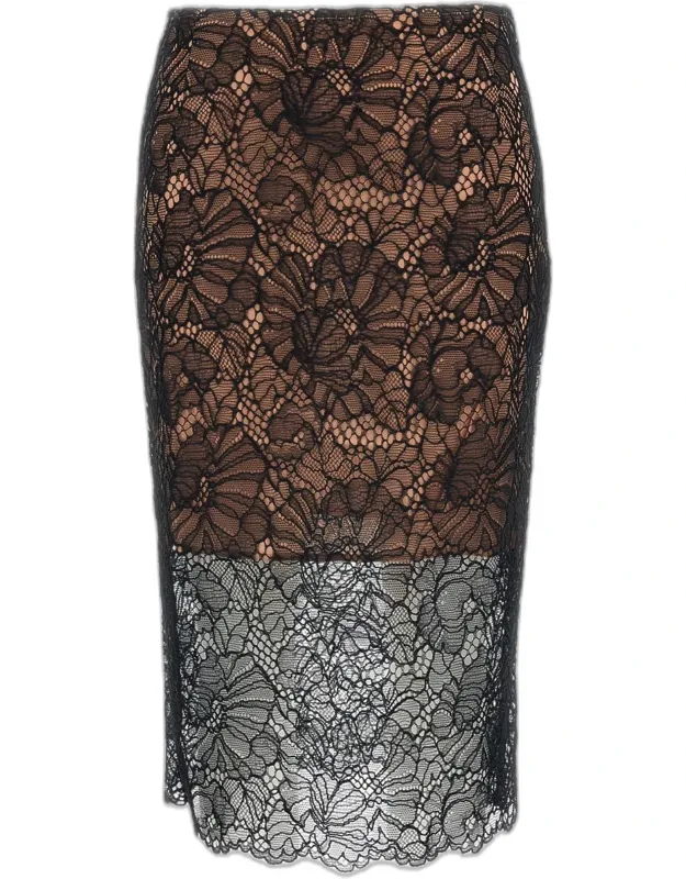 Lace Pencil Midi Skirt