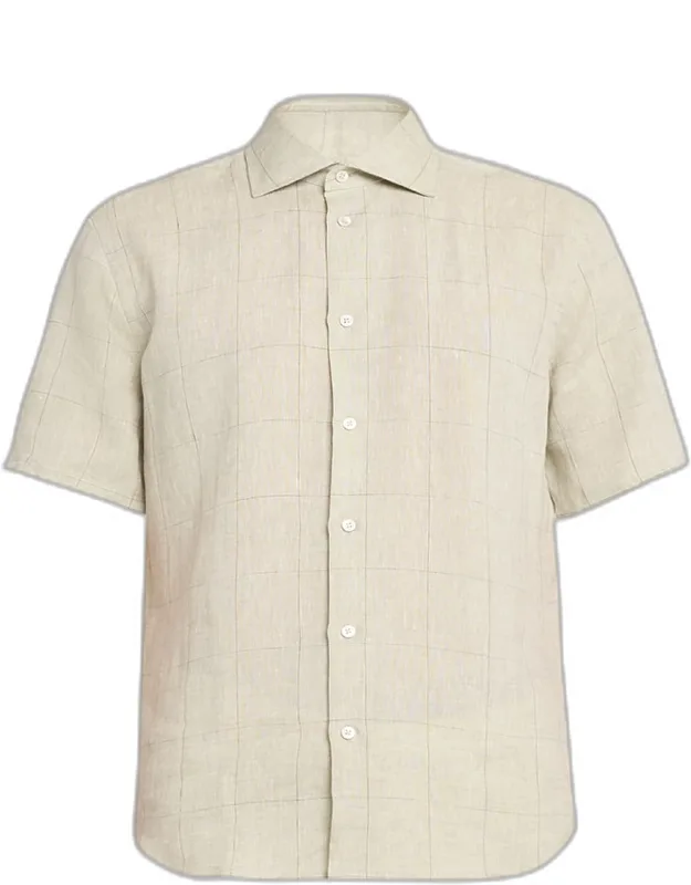 Linen Windowpane Check Shirt