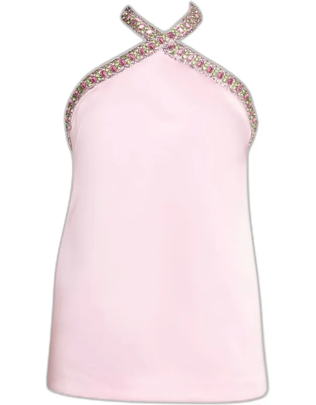 Jeweled Halter Mini Dress