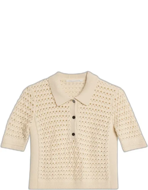 Cashmere And Cotton Lace Crochet Polo Shirt