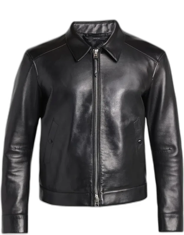 Full-zip Grained Leather Jacket