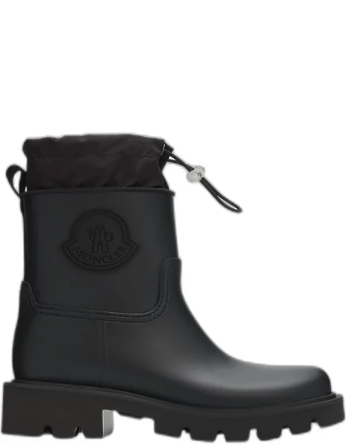 Kickstream Waterproof Rain Boots With Flat Lug Heel And Drawstring Pull At Collar