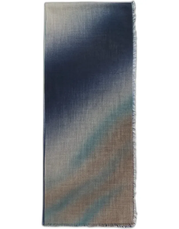 Cashmere Degrade-motif Eyelash Fringe Scarf