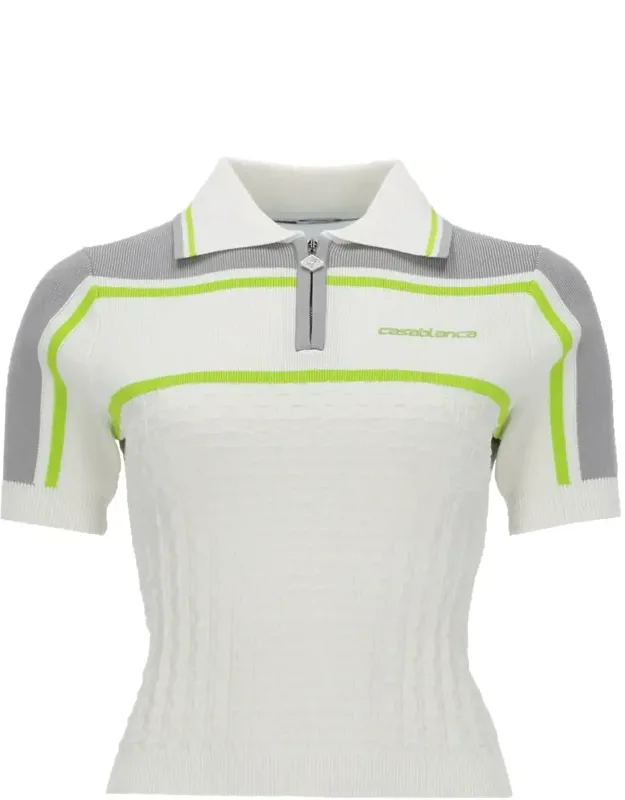 Fitted Textured Zip Polo Shirt