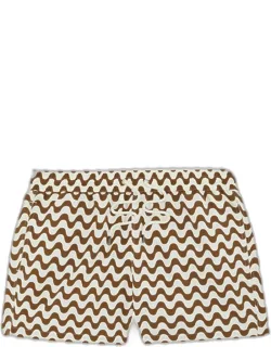 Copacabana Wave-print Swim Trunks