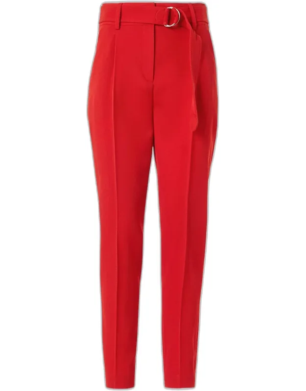 Wool Tricotine Tapered-leg Ankle Pants With Belt