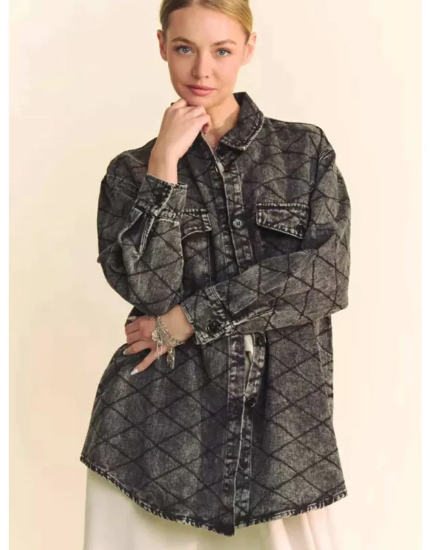 Quilted Denim Shirt Jacket