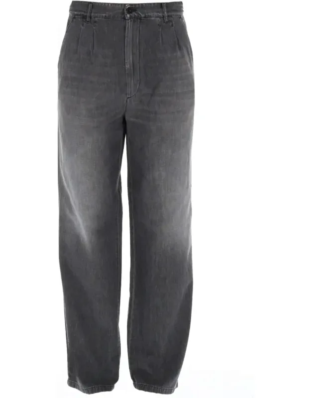 Faded Black Subtle Whiskering Denim Jeans