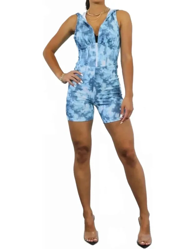 Abstract Printed Hoodie Romper With Matching Mask