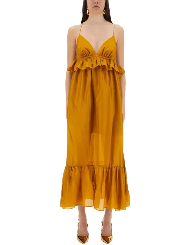 Ruffled Silk Midi Dress