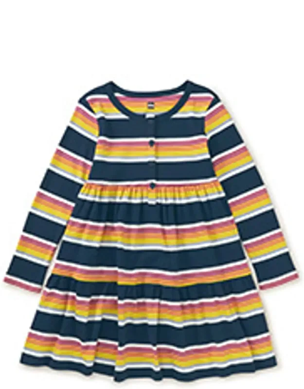 Long Sleeve Tiered Henley Dress