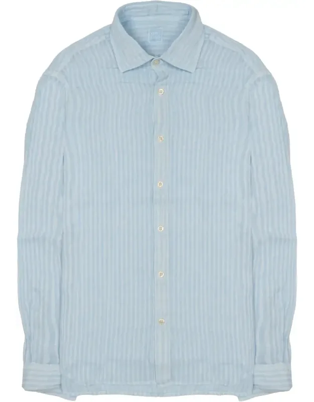 Vertical Stripes Linen Button-down Shirt