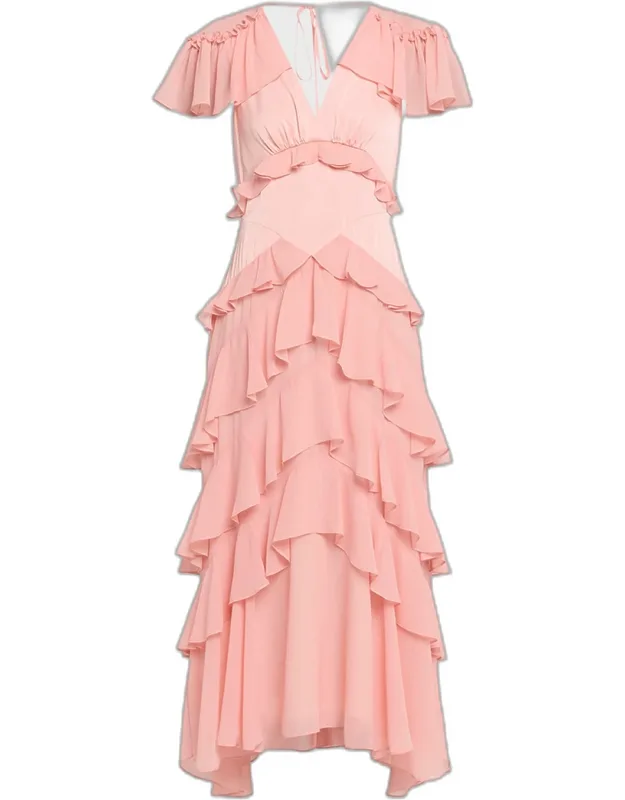 Ruffled Flutter-sleeve Dress