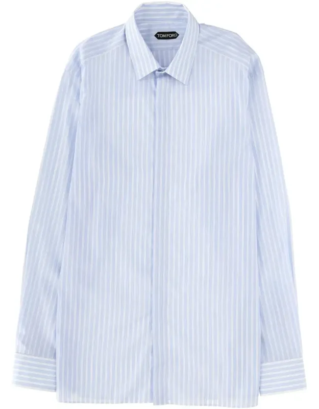 Long Sleeve Vertical Stripe Cotton Shirt