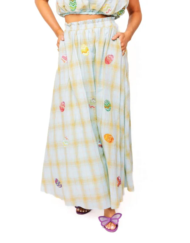 Spring Plaid Easter Egg Midi Skirt