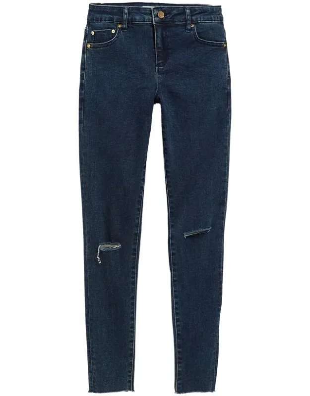 Jeans Basic Destructed Mid Rise Skinny Pants