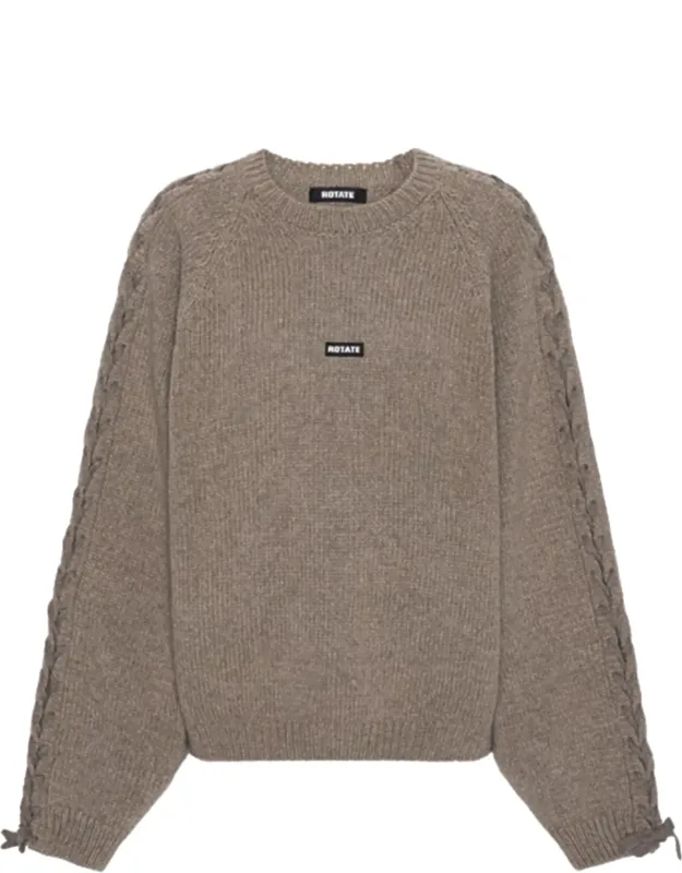 Intricate Lace-up Knitted Sweater