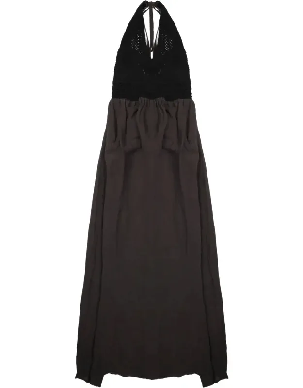 Linen Polyamide Halter Crochet Dress