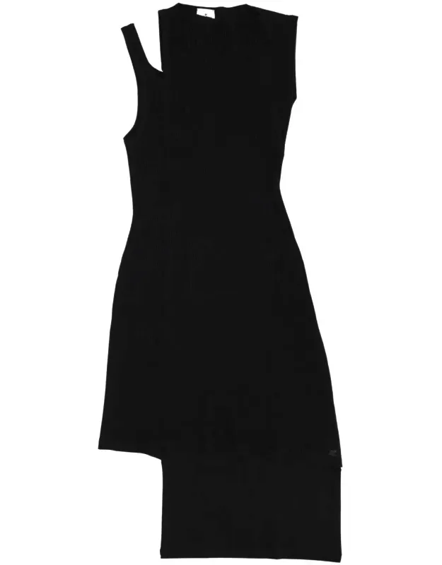 Ribbed Oblique Asymmetrical Dress